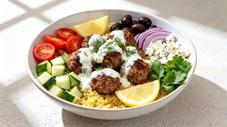 Lamb Recipe | Healthy Greek Lamb Bowls with Tender Lamb Meatballs